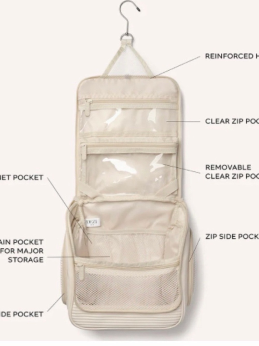 DEZI Ivory Ribbed Top-Handle Backpack - Picture 4 of 9